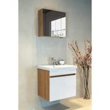 Star Banyo Dolabı Seti ( 60 cm Egzotik Meşe & Parlak Beyaz Aynalı Lavabolu Mdf )