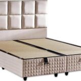 Star Baza Ve Başlık Seti 90X190 Cm Tek Kişilik Krem Keten Kumaşlı Lüks Baza Ve Başlık Takımı