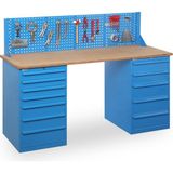 Star Çelik Atölye Çalışma Tezgahı-12 Çekmeceli-Kapaklı Dolaplı-2130 mm H:1000 mm