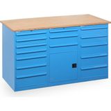 Star Çelik Atölye Çalışma Tezgahı-15 çekmeceli-Kapaklı Dolaplı-1850 mm