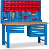 Star Çelik Metal Çalışma Tezgahı-6 Çekmeceli-Avadanlık Kutusu-Masa Tablası Kayın-1800x760x910/1824 mm