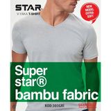 Star Erkek Gri Organik Bambu V Yaka Kısakol T-Shirt - XL