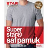 Star Erkek Gri Saf Pamuk Sıfır Yaka Kısakol T-Shirt ( Fanila ) - 3XL