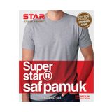 Star ERKEK GRİ SAF PAMUK SIFIR YAKA KISAKOL T-SHİRT ( FANİLA )