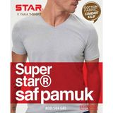 Star ERKEK GRİ SAF PAMUK V YAKA KISAKOL T-SHİRT ( FANİLA )