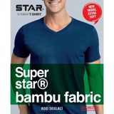 Star Erkek Lacivert Organik Bambu V Yaka Kısakol T-Shirt - XL