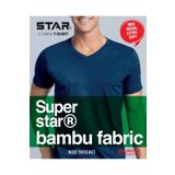 Star ERKEK LACİVERT ORGANİK BAMBU V YAKA KISAKOL T-SHİRT