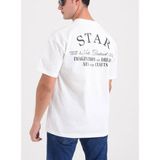 Star Erkek Oversize Arkası Yazılı T-Shirt - Beyaz - M