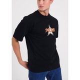 Star Erkek Oversize Dart Logolu T-Shirt - Siyah