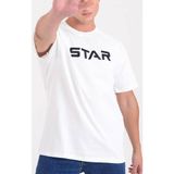 Star Erkek Oversize Star Nakışlı T-Shirt - Beyaz - M