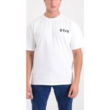 Star Erkek Oversize Yarım Yıldız Baskılı T-Shirt - Beyaz - XL