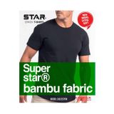 Star ERKEK SİYAH ORGANİK BAMBU SIFIR YAKA KISAKOL T-SHİRT