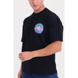 Star Erkek Siyah Oversize Alev Baskılı T-Shirt - 2XL