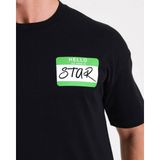 Star Erkek Siyah Oversize Hello Star Baskılı T-Shirt - 2XL