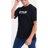 Star ERKEK SİYAH OVERSİZE STAR NAKIŞLI T-SHİRT
