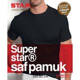 Star ERKEK SİYAH SAF PAMUK SIFIR YAKA KISAKOL T-SHİRT ( FANİLA )
