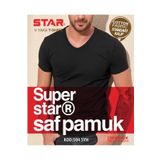 Star ERKEK SİYAH SAF PAMUK V YAKA KISAKOL T-SHİRT ( FANİLA )