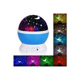 star global Dekoratif Çocuk Odası Gece Lambası Led Projeksiyon Gece Lambası Dönen Ay Yıldız Led Mavi