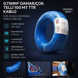 Star H05V-K 0.75MM² Damar/çok Telli 100 mt Ttr Kablo - Mavi - 0,75 mm² - 100 mt - Mavi
