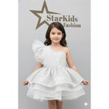 Star Kids Kız Çoçuk Beyaz Abiye Elbise,Kız Çoçuk Parti Elbise