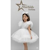 Star Kids Kız Çoçuk Beyaz Payetli Tütü Elbise,Kız Çocuk Parti Elbisesi