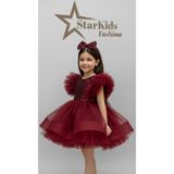 Star Kids Kız Çoçuk Bordo Payet Tütü Elbise, Kız Çoçuk Parti Elbisesi