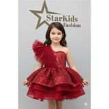 Star Kids Kız Çocuk Kırmızı Payet Elbise,Kız Çoçuk Abiye Elbise,Parti Elbise