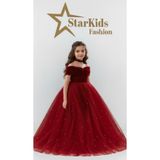 Star Kids Kız Çocuk Kırmızı Prenses Elbise, Kız Çoçuk Abiye