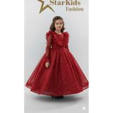 Star Kids Kız Çocuk Kırmızı Prenses Elbise, Kız Çoçuk Mezuniyet Elbisesi ,Doğum Günü Elbisesi