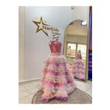 Star Kids Kız Çocuk Pembe Payet Crop Etek Takım,Kız Çocuk Abiye Elbise,Deniz Kızı ve Unıcorn Temalı Doğumgünü