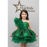 Star Kids Kız Çoçuk Yeşil Payetli Abiye Elbise,Kız Çoçuk Doğum Günü Elbisesi