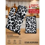 Star Koruma Isıya Dayanıklı Mutfak Eldiveni - 32 - Siyah - Beyaz