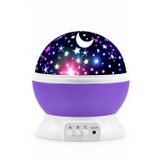 Star Master Gece Lambası Yıldız Projektörü Renkli LED Ay ve Yıldız Projeksiyon Lambası USB ve Pilli Çocuk Odası Gece Işığı (Mor)