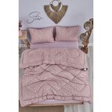 Star Pembe Desenli Çift Kişilik Çift Taraflı Welsoft Yorgan Seti Wellsoft Battaniye Pofuduk Yumuşak Yorgan Seti - 195 x 215 cm