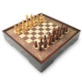 Star Satranç VIP Ceviz Küçük Boy SatrançTakımı Sedef Desenli – MDF Kasa Sehpa Tipi, Taş Saklama Bölmeli, Şık ve Dayanıklı Lüks Satranç Seti 30 X 30 X 8 cm. Şah Boyu 7.7 Cm.