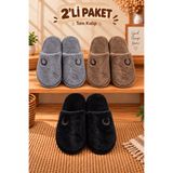 star shoes 2'li Avantajlı Paket Erkek Ev Terliği Çeyiz Terliği Kışlık Terlik Ses Yapmaz Hafif Taban