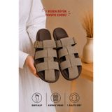 star shoes Vizon Süet Kemer Detaylı Gold Toka Düz Taban Yazlık Rahat Kadın Terlik