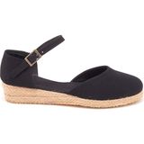 Star Tombis Elişi Hasır 3cm Topuklu Bantlı Günlük Kadın Espadril Handmade - Siyah