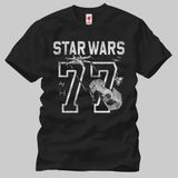Star Wars: 77 Atletic Print Erkek Tişört - XL - Siyah