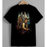 Star Wars Chewbacca Han Bilim Baskılı Unisex Erkek Kadın Oversize Tişört Siyah - XL