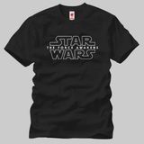 Star Wars: Force Awakens Logo Bw Erkek Tişört - M - Siyah