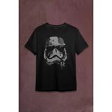 Star Wars Mask Gri Baskılı Tişört Unisex T-Shirt - Siyah