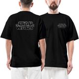 Star Wars Ön Arka Baskılı Siyah Oversize Tişört - M