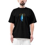 Star Wars Sword And Logo Oversize Siyah Tişört - XL