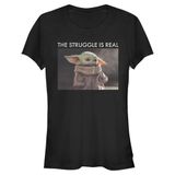 Star Wars: The Mandalorian Bebek Yoda Kadın Bisiklet Yaka T-Shirt Siyah L