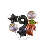 Star Wars Yoda 1 Yaş Siyah Rakam Balon Set Yıldız Savaşları Yoda Konsept Doğum Günü Balon Set