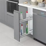 Starax 20 cm Krom Modül Çift Açılım Frenli Ahşap Tablalı Gizli Raylı Sol Deterjanlık