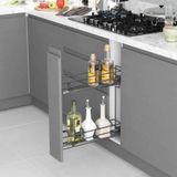 Starax 2478 Gizli Raylı Sol Şişelik Çift Açılım Frenli Ahşap Tablalı Antrasit Modül 15cm (s-2478-a)