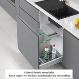 Starax 90 cm 32+3 lt Gri 2 Kova Modül Taşınabilir Sepetli Çekmece İçi Çöp Kovası