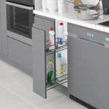 Starax Ahşap Tabanlı Gizli Raylı Deterjanlık Tek Açılım Sol Modül Antrasit 20Cm Şişelik (S-2484-A)